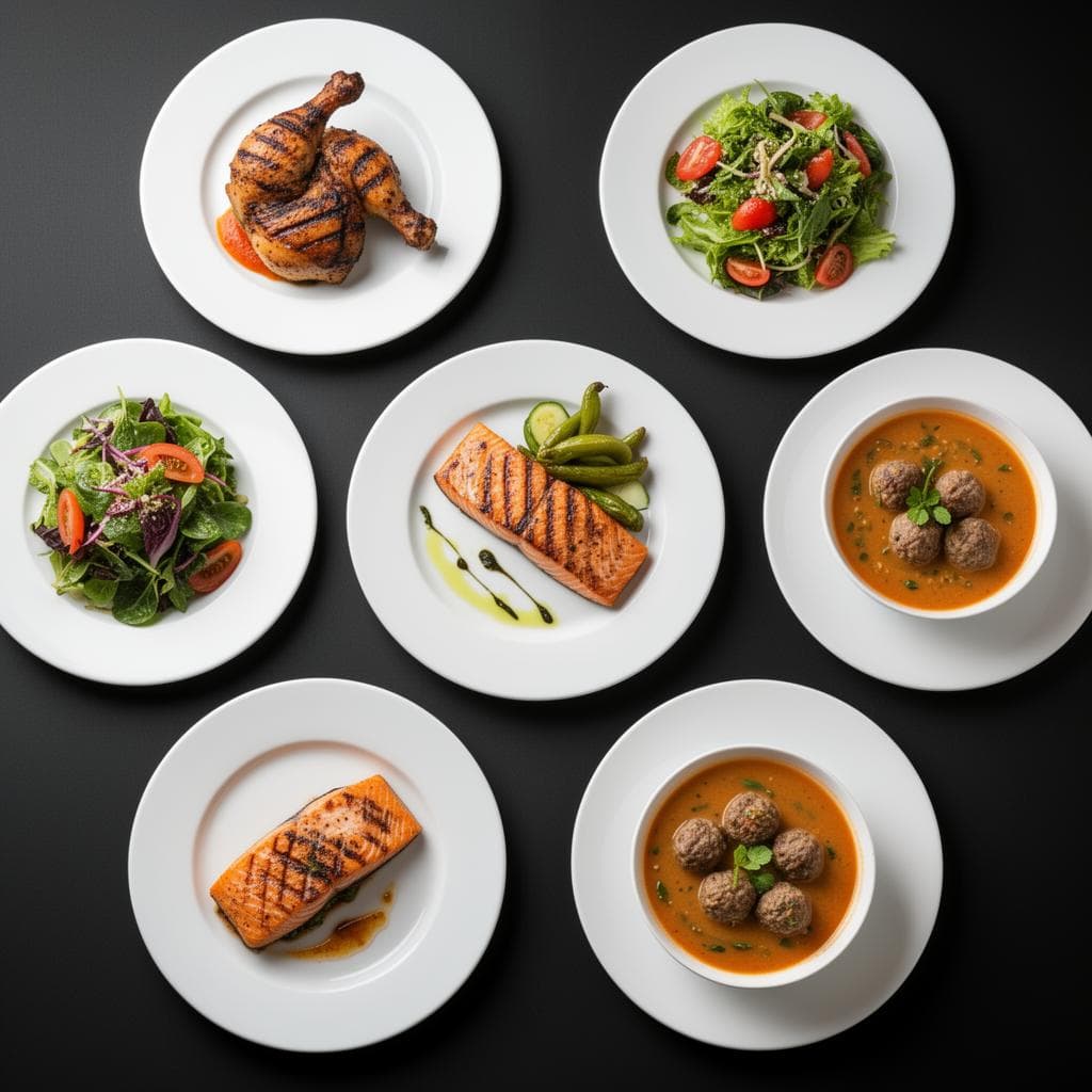 Selection of gourmet kosher dishes